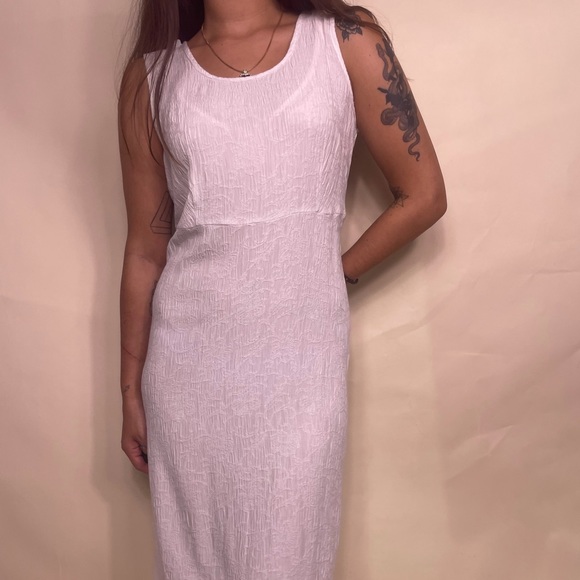 Vintage 90s More Jazz white floral embroidered plus size midi sun dress Size 16 - Picture 1 of 13